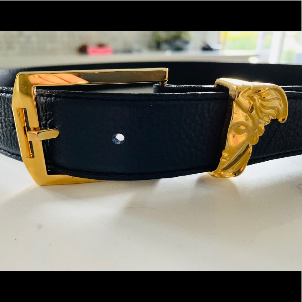 Men Versace Embellished Leather Belt